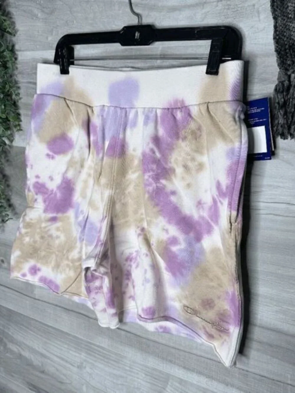 Champion Mens Purple White Tan Tie Dye Active Sweat Shorts Size Medium